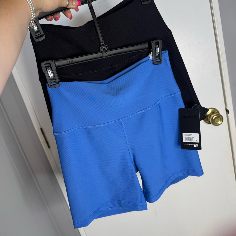 Blue and Black Women's Shorts